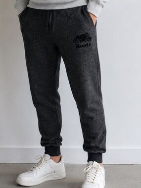 Roots Charcoal Salt & Pepper Jogger Sweatpants | Fleece Lined | Size M/L
